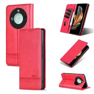 For Honor X60 AZNS Magnetic Calf Texture Flip Leather Phone Case(Red)