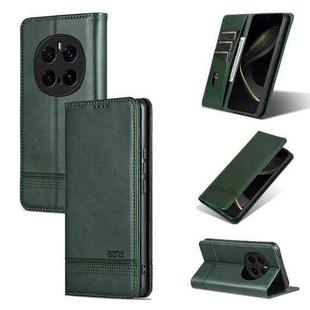 For Honor Magic7 Pro AZNS Magnetic Calf Texture Flip Leather Phone Case(Dark Green)