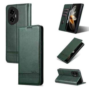 For Honor 300 AZNS Magnetic Calf Texture Flip Leather Phone Case(Dark Green)