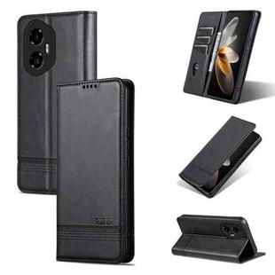 For Honor 300 AZNS Magnetic Calf Texture Flip Leather Phone Case(Black)