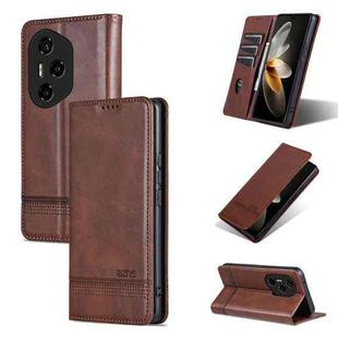 For Honor 300 Pro AZNS Magnetic Calf Texture Flip Leather Phone Case(Dark Brown)