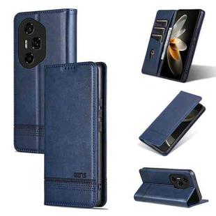 For Honor 300 Ultra AZNS Magnetic Calf Texture Flip Leather Phone Case(Dark Blue)