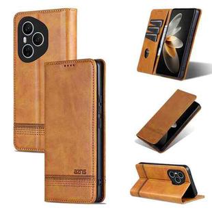 For Honor 400 Pro 5G Global 160.8mm AZNS Magnetic Calf Texture Flip Leather Phone Case(Light Brown)