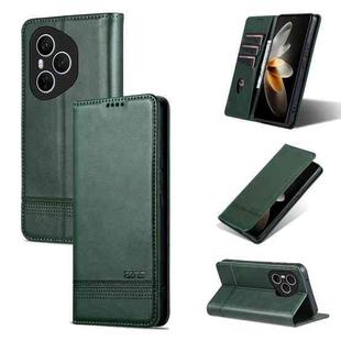 For Honor 400 Pro 5G Global 160.8mm AZNS Magnetic Calf Texture Flip Leather Phone Case(Dark Green)