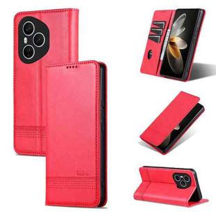 For Honor 400 Pro 5G Global 160.8mm AZNS Magnetic Calf Texture Flip Leather Phone Case(Red)
