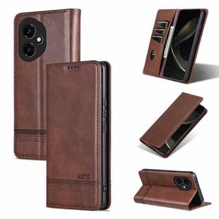 For Honor 400 Global 156.5mm AZNS Magnetic Calf Texture Flip Leather Phone Case(Dark Brown)