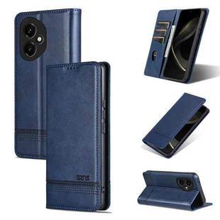 For Honor 400 Global 156.5mm AZNS Magnetic Calf Texture Flip Leather Phone Case(Dark Blue)