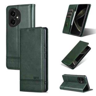For Honor 400 Global 156.5mm AZNS Magnetic Calf Texture Flip Leather Phone Case(Dark Green)