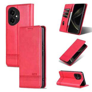 For Honor 400 Global 156.5mm AZNS Magnetic Calf Texture Flip Leather Phone Case(Red)