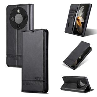 For Honor X70 5G AZNS Magnetic Calf Texture Flip Leather Phone Case(Black)