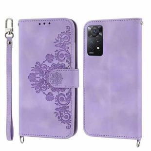 For Xiaomi Redmi K60/K60 Pro Skin-feel Flowers Embossed Wallet Leather Phone Case(Purple)