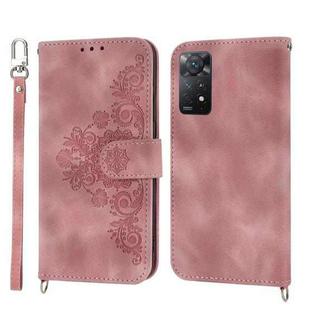 For Xiaomi Redmi K60/K60 Pro Skin-feel Flowers Embossed Wallet Leather Phone Case(Pink)