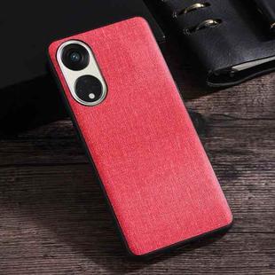 For OPPO Reno8 T 5G Cloth Texture PU + TPU Phone Case(Red)