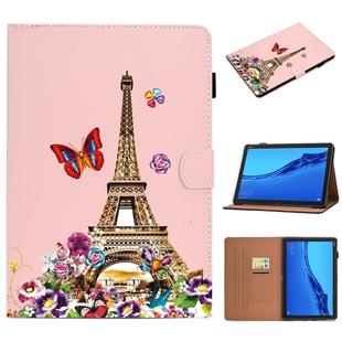 For Huawei MediaPad M5 lite Pure Color Painting Horizontal Flip Leather Case with Card Slots & Holder & Sleep / Wake-up Function(Iron Tower)