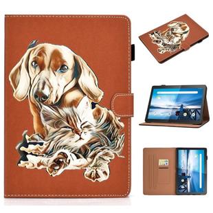 For Lenovo Tab M10 TB-X605F / X605M / X605L / X505 Pure Color Painting Horizontal Flip Leather Case with Card Slots & Holder(Dog)