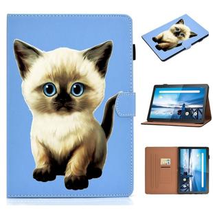 For Lenovo Tab M10 TB-X605F / X605M / X605L / X505 Pure Color Painting Horizontal Flip Leather Case with Card Slots & Holder(Cat)