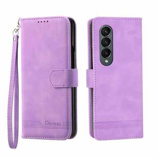 For Samsung Galaxy Z Fold3 5G Dierfeng Dream Line TPU + PU Leather Phone Case(Purple)
