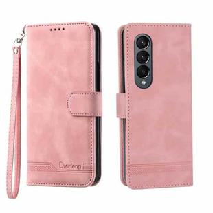 For Samsung Galaxy Z Fold4 5G Dierfeng Dream Line TPU + PU Leather Phone Case(Pink)