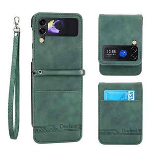 For Samsung Galaxy Z Flip4 5G Dierfeng Dream Line TPU + PU Leather Phone Case(Green)
