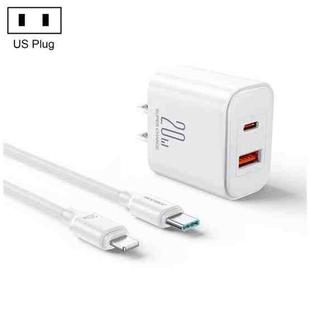 J0YROOM TCF05 20W USB+USB-C/Type-C Dual Interface Fast Charger Set, Specification:US Plug(White)