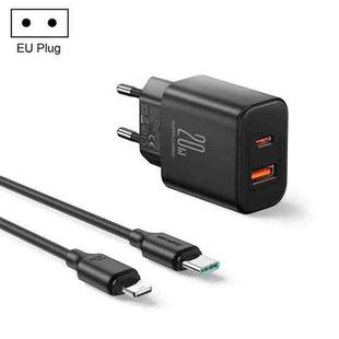 J0YROOM TCF05 20W USB+USB-C/Type-C Dual Interface Fast Charger Set, Specification:EU Plug(Black)