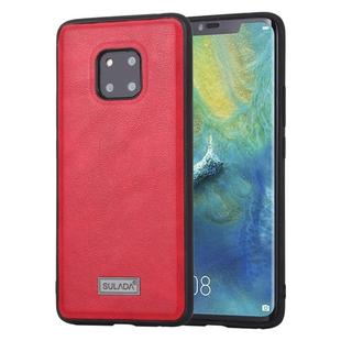 For Huawei Mate 20 Pro SULADA Shockproof TPU + Handmade Leather Protective Case(Red)