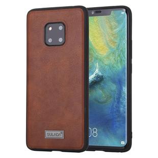 For Huawei Mate 20 Pro SULADA Shockproof TPU + Handmade Leather Protective Case(Brown)