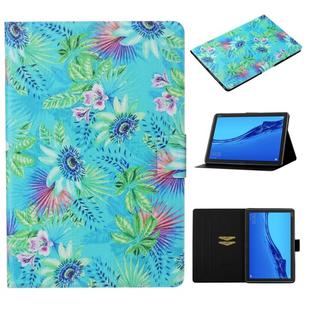 For Huawei MediaPad M5 lite Coloured Drawing Pattern Horizontal Flip Leather Case with Holder & Card Slot & Sleep / Wake-up Function(Flowers)