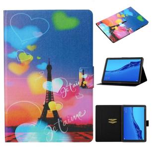 For Huawei MediaPad M5 lite Coloured Drawing Pattern Horizontal Flip Leather Case with Holder & Card Slot & Sleep / Wake-up Function(Romantic Tower)