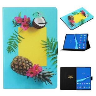 For Lenovo Tab M10 Plus TB-X606F Coloured Drawing Pattern Horizontal Flip Leather Case with Holder & Card Slot & Sleep / Wake-up Function(Pineapple)