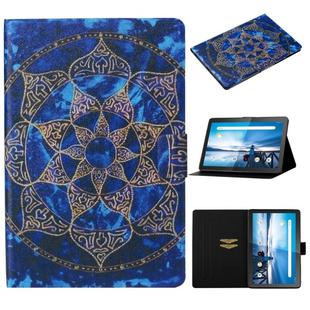 For Lenovo Tab M10 TB-X605F / X505 Coloured Drawing Pattern Horizontal Flip Leather Case with Holder & Card Slot(Blue Mandala)