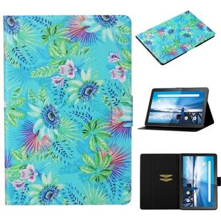 For Lenovo Tab M10 TB-X605F / X505 Coloured Drawing Pattern Horizontal Flip Leather Case with Holder & Card Slot(Flowers)