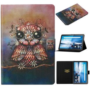 For Lenovo Tab M10 TB-X605F / X505Coloured Drawing Pattern Horizontal Flip Leather Case with Holder & Card Slot(Owl)