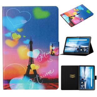 For Lenovo Tab M10 TB-X605F / X505 Coloured Drawing Pattern Horizontal Flip Leather Case with Holder & Card Slot(Romantic Tower)