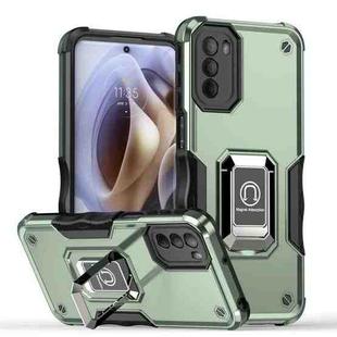 For Motorola Moto G31 / G41 Non-slip Shockproof Armor Phone Case with Ring Holder(Green)