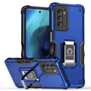 For Motorola Moto G51 Non-slip Shockproof Armor Phone Case with Ring Holder(Blue)