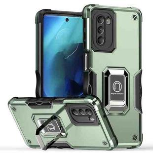For Motorola Moto G51 Non-slip Shockproof Armor Phone Case with Ring Holder(Green)