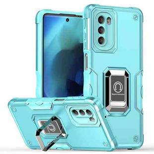 For Motorola Moto G51 Non-slip Shockproof Armor Phone Case with Ring Holder(Mint Green)