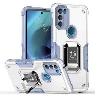 For Motorola Moto G71 5G Non-slip Shockproof Armor Phone Case with Ring Holder(White)