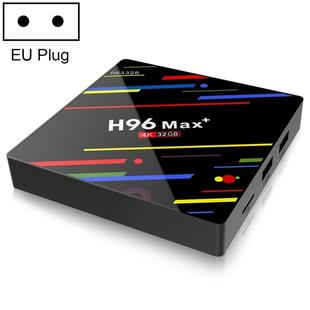 H96 Max+ 4K Ultra HD LED Display Media Player Smart TV Box with Remote Controller, Android 9.0, Voice Version, RK3328 Quad-Core 64bit Cortex-A53, 4GB+32GB, TF Card / USBx2 / AV / Ethernet, Plug Specification:EU Plug