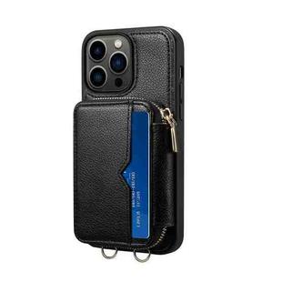 For iPhone 14 Pro Zipper Card Slot Phone Case(Black)