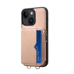 For iPhone 14 Zipper Card Slot Phone Case(Pink)