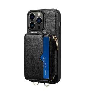 For iPhone 13 Pro Zipper Card Slot Phone Case(Black)
