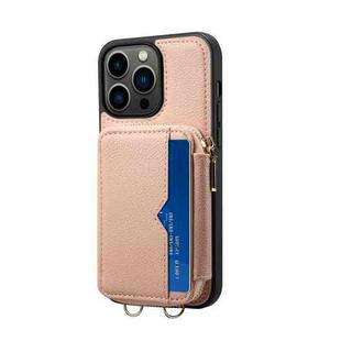 For iPhone 13 Pro Zipper Card Slot Phone Case(Pink)