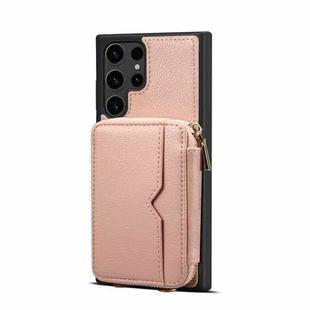 For Samsung Galaxy S23 Ultra 5G Zipper Card Slot Phone Case(Pink)