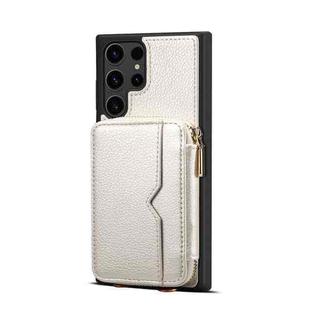 For Samsung Galaxy S22 Ultra 5G Zipper Card Slot Phone Case(White)