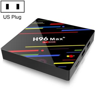 H96 Max+ 4K Ultra HD LED Display Media Player Smart TV Box with Remote Controller, Android 9.0, Voice Version, RK3328 Quad-Core 64bit Cortex-A53, 4GB+64GB, TF Card / USBx2 / AV / Ethernet, Plug Specification:US Plug