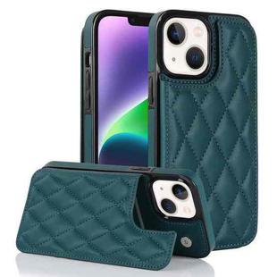 For iPhone 14 Plus Double Buckle Rhombic PU Leather Phone Case(Green)