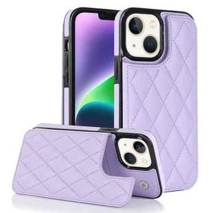 For iPhone 14 Plus Double Buckle Rhombic PU Leather Phone Case(Purple)