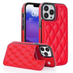 For iPhone 13 Pro Double Buckle Rhombic PU Leather Phone Case(Red)